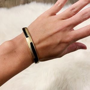 Black & Gold Costume Jewelry Oval Bangle Bracelet